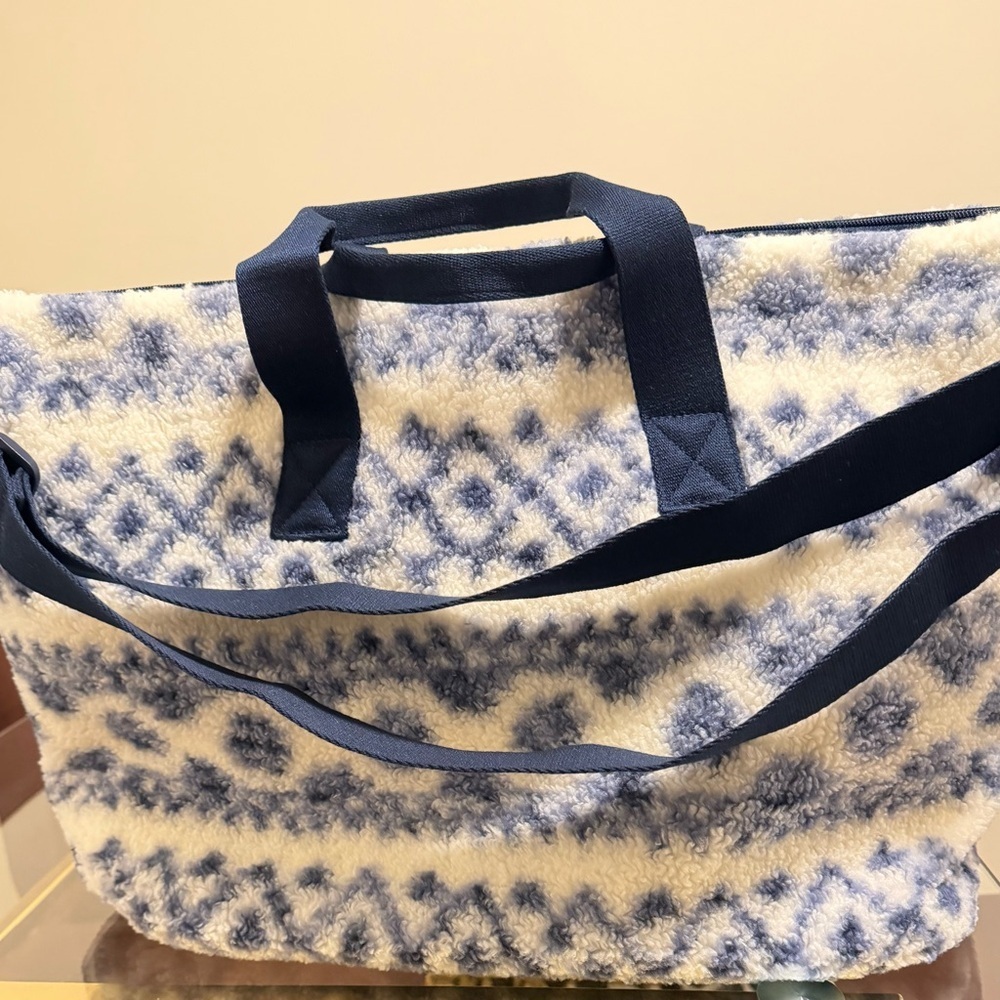 Blue and White Patterned Tote Bag